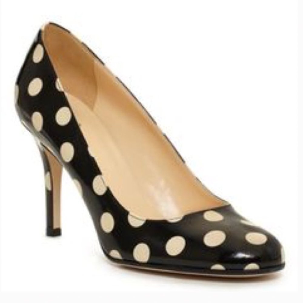 Kate Spade Karolina black cream polka dot pumps heels shoes size 6